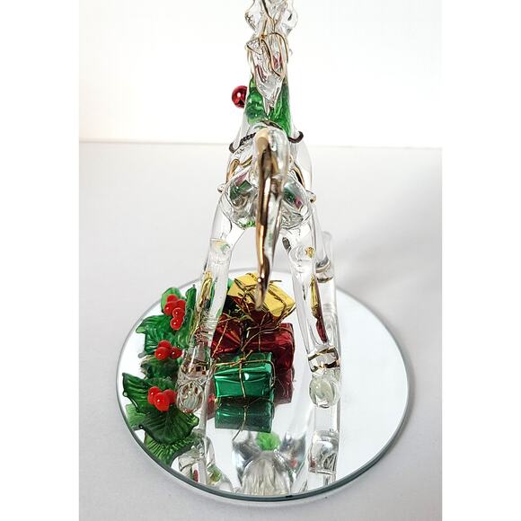 Christmas Glassical Expressions Holly Rocking Horse Hand Sculpted Glass 22K Trim - Picture 4 of 11